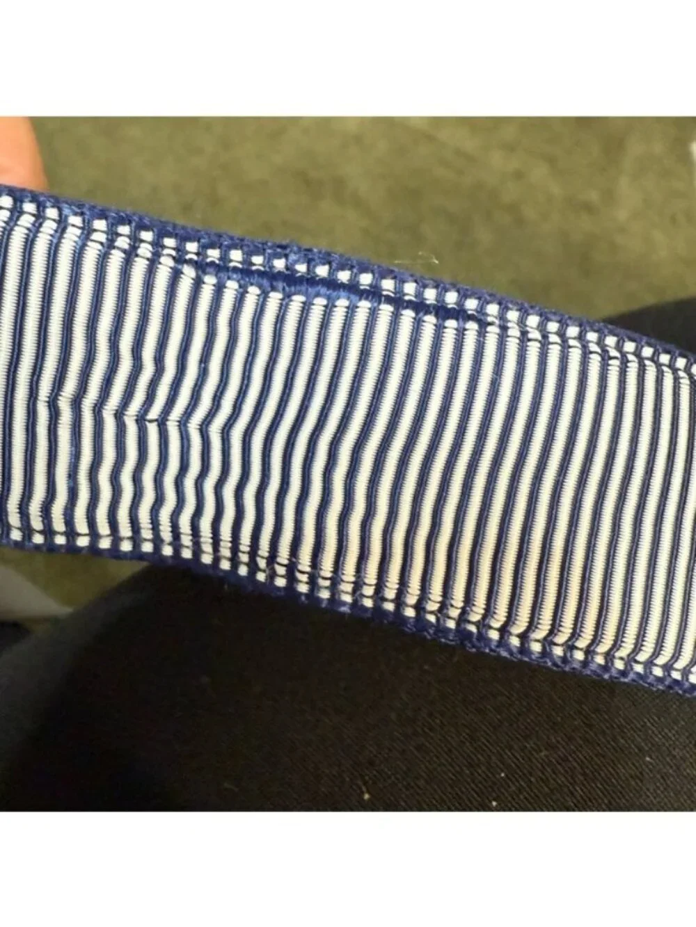 J. Crew Navy White Striped Grosgrain Ribbon D-Ring Belt Preppy Small Medium - Picture 9 of 9